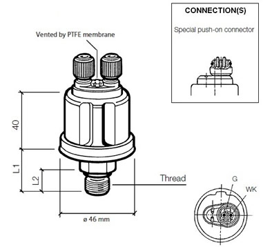 VDO Pressure sender 0-10 Bar - M14